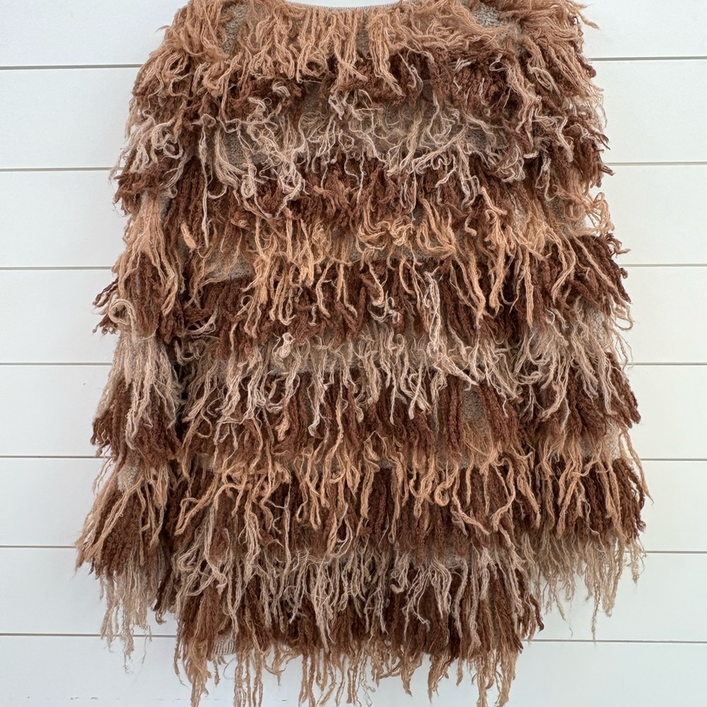 L. paulet 100% Alpaca Shaggy Open Cardigan Sweater - Picture 6 of 14